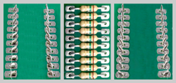 Axial resistors inserted, cut & clinched by the CS-400E Cut and Clinch Inserter into PCB